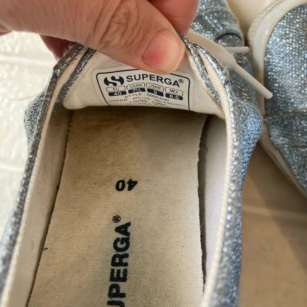 Superga Blue‎ Glitter sneakers SOOC590 white sole